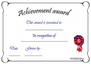 Achievement Award Certificate Template
