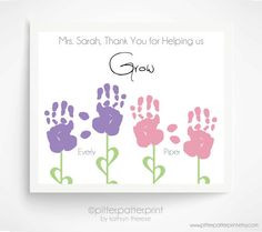 Gift Idea For Babysitter, Hands Flowers, Baby Hands, Baby Footprints ...