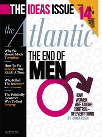cover of atlantic magazine, featuring a pink men's symbol with a limp ...