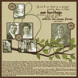 ... ~ simple family tree page with a nice heritage quote by Alex Haley