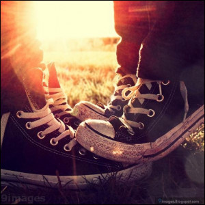 couple, shoes, sun-set, grass