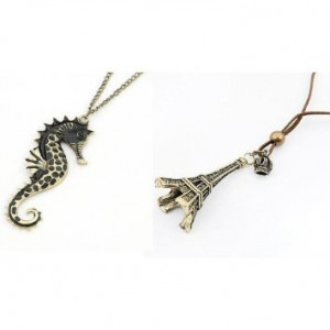 ... Tower Pendant With Chain + Seahorse Pendant Necklace Aquatic Organism