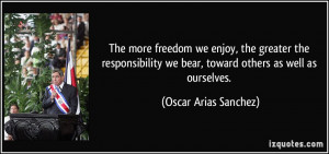 The more freedom we enjoy, the greater the responsibility we bear ...