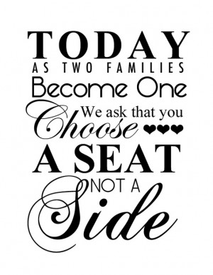 Choose a Seat - Not a Side - Free Wedding Printable - Portrait - from ...