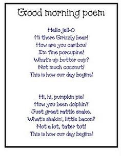 Cute poem to say to start your morning meeting. 3 different versions ...