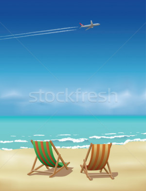 Stock Photo Plane Beach And Deckchairs