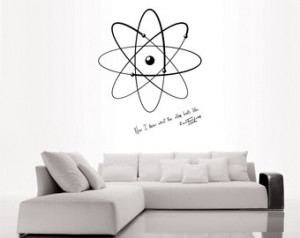 Science art physics Rutherford quot e and model of atom vinyl wall ...