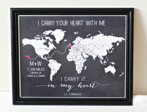 etsy.comCUSTOM Long distance relationship love world map print 11x14 ...