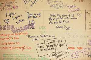 Students filled the walls with quotes from favorite books, Hamlet ...