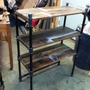 Wood and Iron Pipe Shelves