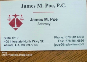 ... Poe, Georgia Attorney at Law, Lawyer Office Atlanta GA. Business Card
