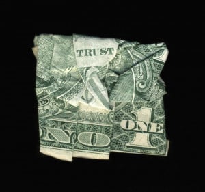 money art, folded money, trust no one