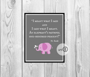 Dr Seuss Quote Pink Elephant Print, Kids Art, Nursery Wall Art, 8x10 ...