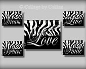Black Zebra Print Smile Dream Live Love Laugh Quote Art Girl Room Wa ...