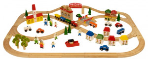 Toy Train Set For Kids A wooden train set will
