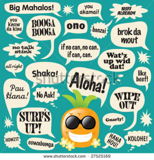 Various phrases in comic bubbles (Hawaiian Pineapple) - stock vector