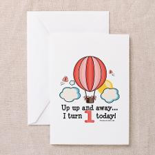 First 1st Birthday Hot Air Balloon Greeting Cards for
