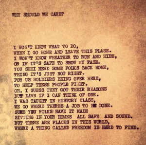 Why should we care? - A poem by an American soldier in Vietnam. May ...