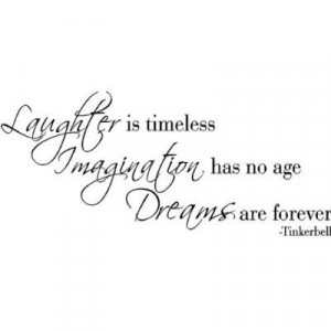 amazon com tinker bell quote laughter is timeless 23x12 wall saying ...