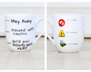 Fill Line Mug - Warning Coffee Mug - Funny text cup - Traffic Light ...