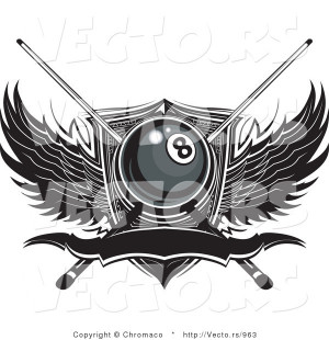 vector-of-a-billiards-number-eight-ball-with-pool-sticks-over-wings ...