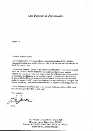Lee Iacocca Letter