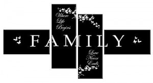 LARGE FAMILY QUOTE CANVAS BLACK WHITE WALL ART PICTURE SPLIT 146cm ...