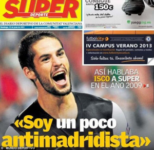 Front page news: Isco's 'antimadridista' quotes were dug up by Catalan ...