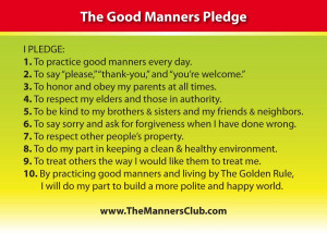 Good Manners Pledge and Manners Club Membership Card here: Manners ...
