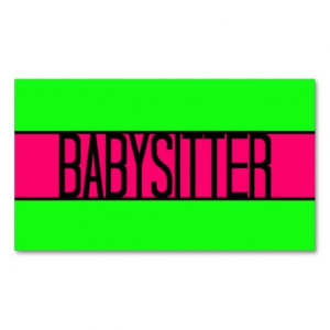 Babysitter Neon Green and Hot Pink Business Card