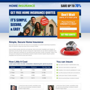 get home insurance free quote lead capture squeeze page Home Insurance ...