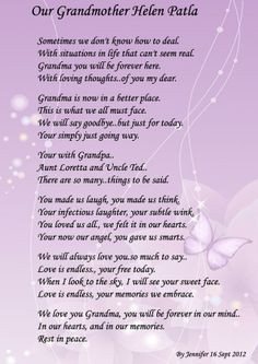 grandma poems for funerals | ... ll be saying at my Grandmother's ...