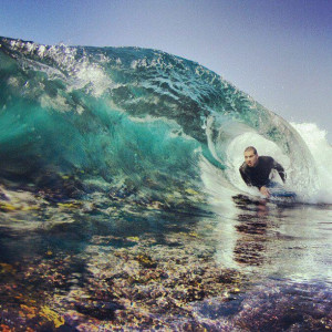 Bodyboarding a reef break. http://www.this-is-illegal.com/