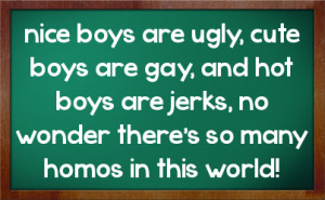 ... and hot boys are jerks, no wonder there's so many homos in this world