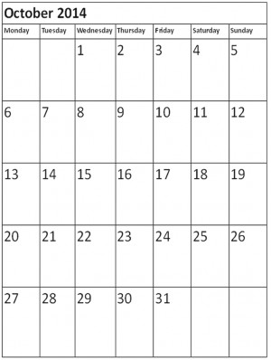 October Calendar Printables