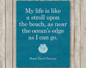 ... Thoreau Quote, Nautical Quote Print, Nautical Art Print, Shell Art