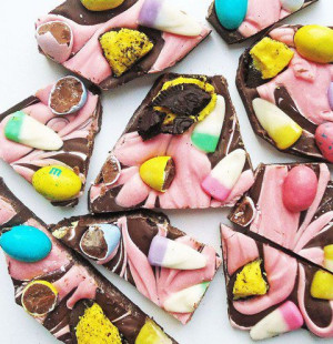 Easter candy bark, from a friend. You could switch this up for ...