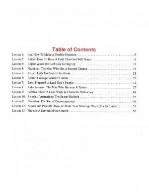 Minnor Bible Characters Table of Contents