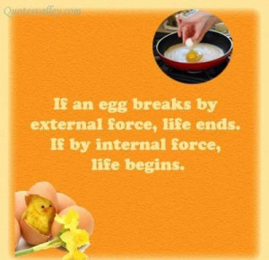 If an egg breaks by external force quote