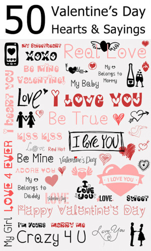 50 Valentine’s Day Sayings & Decorative Hearts