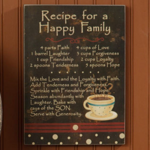Sign - Recipe For a Happy Family-Kitchen Sign, Kitchen Signs, Recipe ...