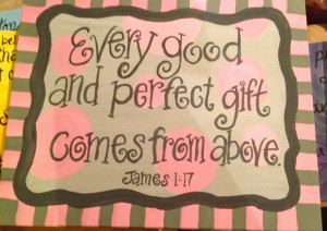 ... bible verse nursery, baby girl painting, James 1:17, Scripture canvas