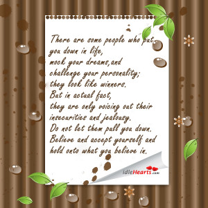 The jealous man lives in hell. Drop comparing and jealousy disappears ...