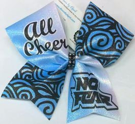 All Cheer No Fear Blue, White, Black Glitter Cheer Bow