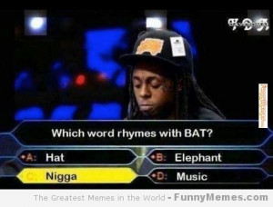Funny memes – [Rhymes with bat]