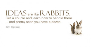 Ideas are like rabbits. You get a couple and learn how to handle them ...
