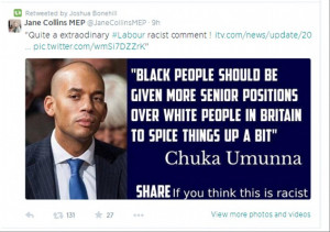 ... Collins circulated this quote - which Labour's Chuka Umunna never said