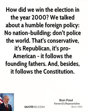 ... pro-American - it follows the founding fathers. And, besides, it