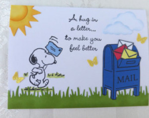 Snoopy Get Well, Thinking of You Ha ndmade Card With Sentiment 