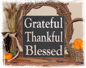 ... Blessed - WOOD SIGN- Square Fall Rustic Autumn Thanksgiving Home Decor